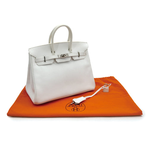 HERMES BIRKIN 25 BLANC VEAU EPSOM HAND BAG 2009 SQUARE M PALLADIUM HARDWARE 90317617