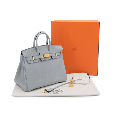 HERMES BIRKIN 25 BLUE GLACIER TOGO HAND BAG 2025 K STAMP GOLD HARDWARE 90325352