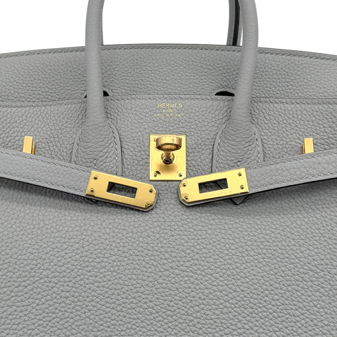 HERMES BIRKIN 25 BLUE GLACIER TOGO HAND BAG 2025 K STAMP GOLD HARDWARE 90325352