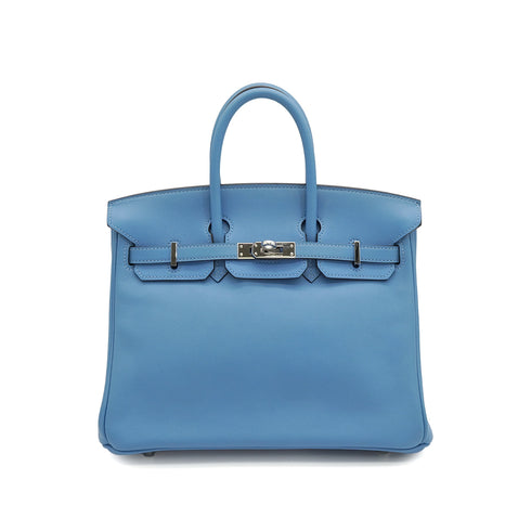 HERMES BIRKIN 25 BLEU PARADIS VEAU SWIFT HAND BAG 2015 T STAMP PALLADIUM HARDWARE 90341426