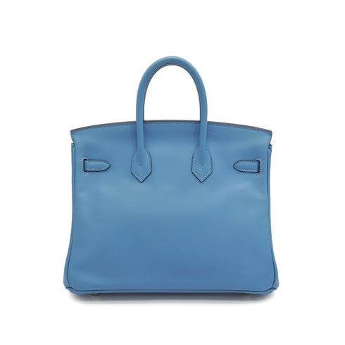HERMES BIRKIN 25 BLEU PARADIS VEAU SWIFT HAND BAG 2015 T STAMP PALLADIUM HARDWARE 90341426