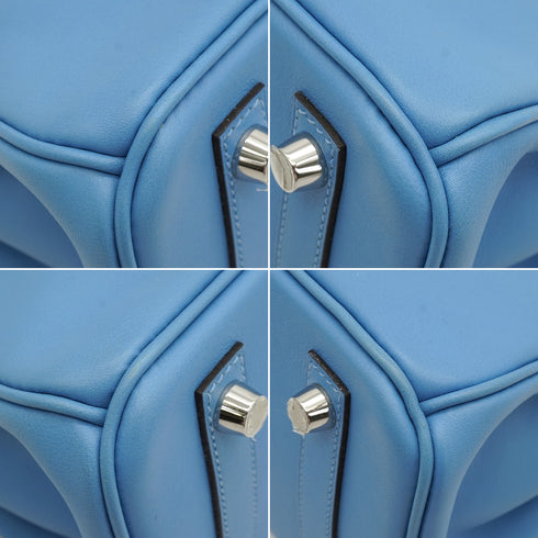 HERMES BIRKIN 25 BLEU PARADIS VEAU SWIFT HAND BAG 2015 T STAMP PALLADIUM HARDWARE 90341426