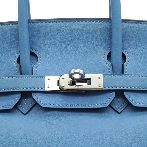 HERMES BIRKIN 25 BLEU PARADIS VEAU SWIFT HAND BAG 2015 T STAMP PALLADIUM HARDWARE 90341426