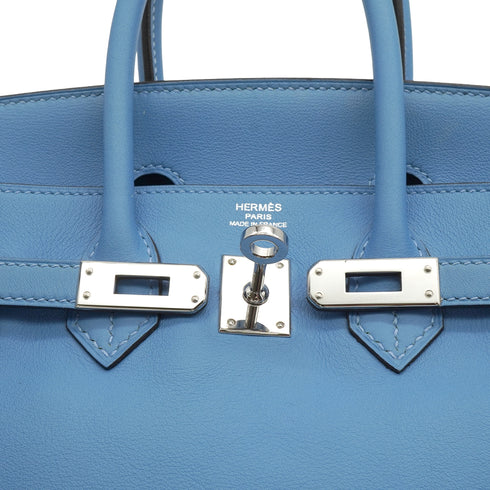 HERMES BIRKIN 25 BLEU PARADIS VEAU SWIFT HAND BAG 2015 T STAMP PALLADIUM HARDWARE 90341426
