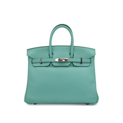 HERMES BIRKIN 25 BLUE ATOLL VEAU SWIFT HAND BAG 2015 T STAMP PALLADIUM HARDWARE 90343018