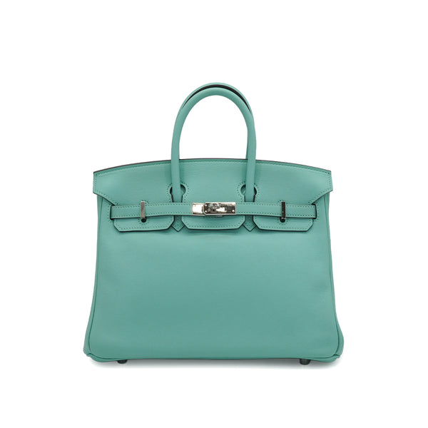 HERMES BIRKIN 25 BLUE ATOLL VEAU SWIFT HAND BAG 2015 T STAMP PALLADIUM HARDWARE 90343018