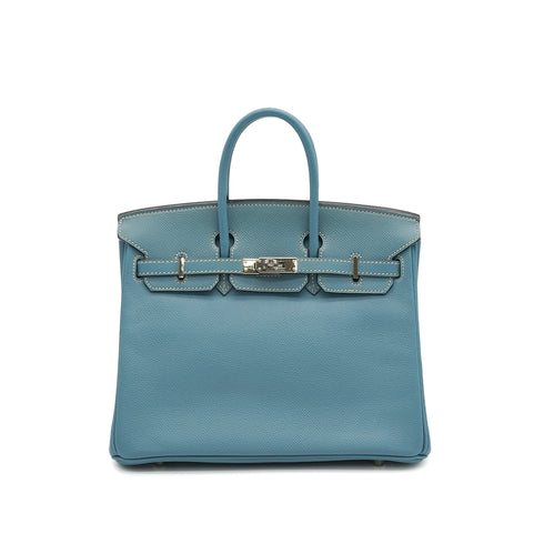 HERMES BIRKIN 25 BLUE JEAN VEAU EPSOM HAND BAG 2006 SQUARE J PALLADIUM HARDWARE 90337654