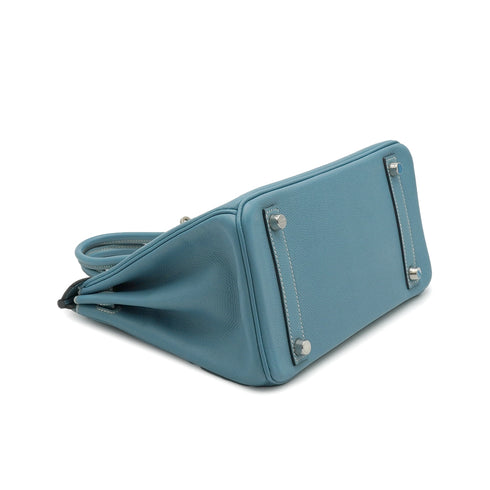HERMES BIRKIN 25 BLUE JEAN VEAU EPSOM HAND BAG 2006 SQUARE J PALLADIUM HARDWARE 90337654