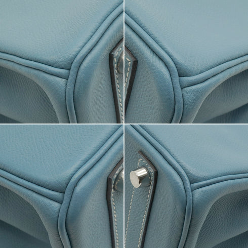 HERMES BIRKIN 25 BLUE JEAN VEAU EPSOM HAND BAG 2006 SQUARE J PALLADIUM HARDWARE 90337654