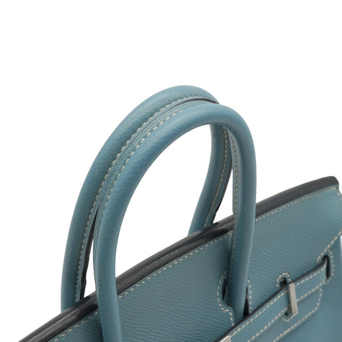 HERMES BIRKIN 25 BLUE JEAN VEAU EPSOM HAND BAG 2006 SQUARE J PALLADIUM HARDWARE 90337654