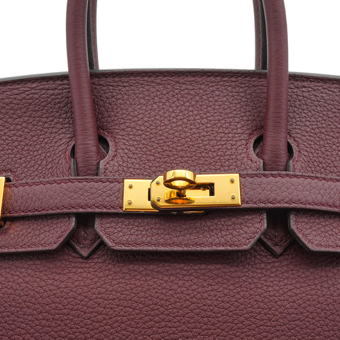 HERMES BIRKIN 25 BORDEAUX TOGO HAND BAG 2017 A STAMP GOLD HARDWARE 90332441