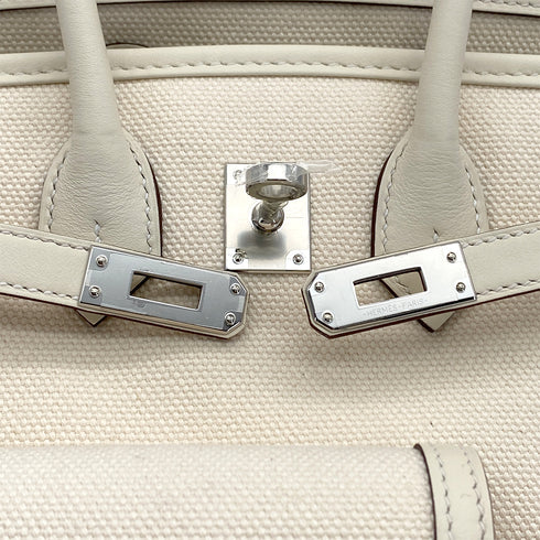 HERMES BIRKIN 25 CARGO NATA VEAU SWIFT TOILE H HAND BAG 2021 Z STAMP PALLADIUM HARDWARE 90324644