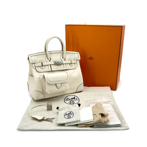 HERMES BIRKIN 25 CARGO NATA VEAU SWIFT TOILE H HAND BAG 2021 Z STAMP PALLADIUM HARDWARE 90324644