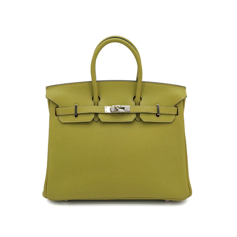 HERMES BIRKIN 25 CHARTREUSE CHEVRE HAND BAG 2004 SQUARE H PALLADIUM HARDWARE 90312929