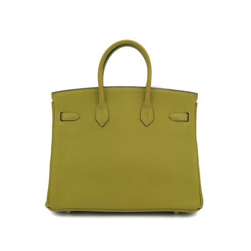 HERMES BIRKIN 25 CHARTREUSE CHEVRE HAND BAG 2004 SQUARE H PALLADIUM HARDWARE 90312929