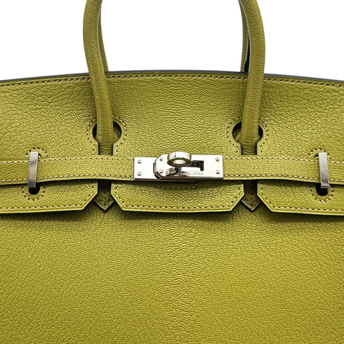 HERMES BIRKIN 25 CHARTREUSE CHEVRE HAND BAG 2004 SQUARE H PALLADIUM HARDWARE 90312929