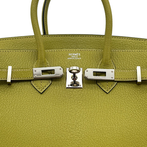 HERMES BIRKIN 25 CHARTREUSE CHEVRE HAND BAG 2004 SQUARE H PALLADIUM HARDWARE 90312929