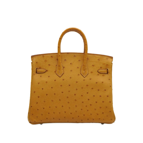 HERMES BIRKIN 25 CHESTNUT OSTRICH HAND BAG 2013 SQUARE Q PALLADIUM HARDWARE 90351837
