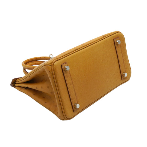 HERMES BIRKIN 25 CHESTNUT OSTRICH HAND BAG 2013 SQUARE Q PALLADIUM HARDWARE 90351837