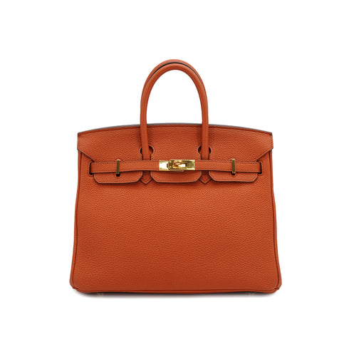 HERMES BIRKIN 25 CUIVRE TOGO HAND BAG 2016 X STAMP GOLD HARDWARE 90334124