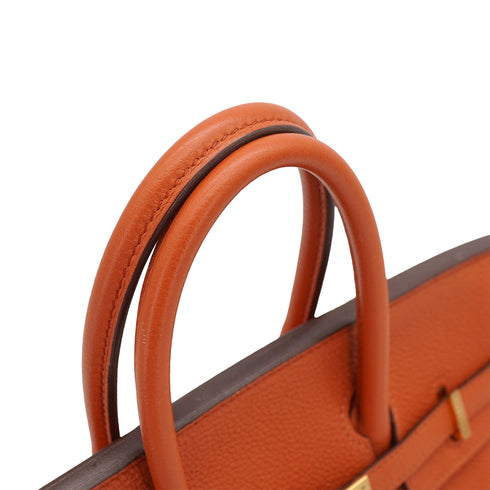 HERMES BIRKIN 25 CUIVRE TOGO HAND BAG 2016 X STAMP GOLD HARDWARE 90334124