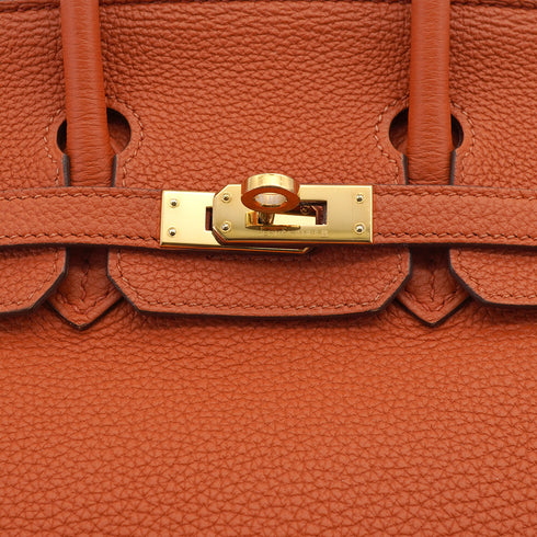 HERMES BIRKIN 25 CUIVRE TOGO HAND BAG 2016 X STAMP GOLD HARDWARE 90334124