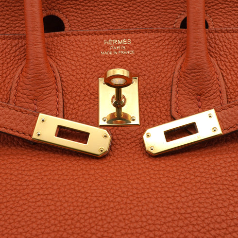 HERMES BIRKIN 25 CUIVRE TOGO HAND BAG 2016 X STAMP GOLD HARDWARE 90334124