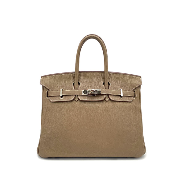 HERMES BIRKIN 25 ETOUPE TOGO HAND BAG 2011 SQUARE O PALLADIUM HARDWARE 90322781