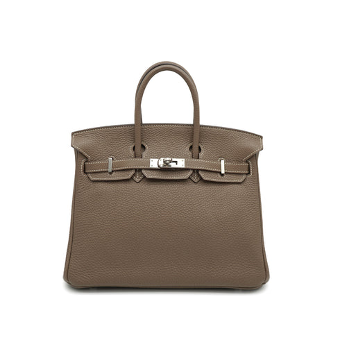 HERMES BIRKIN 25 ETOUPE TOGO HAND BAG 2010 SQUARE N PALLADIUM HARDWARE 90334865