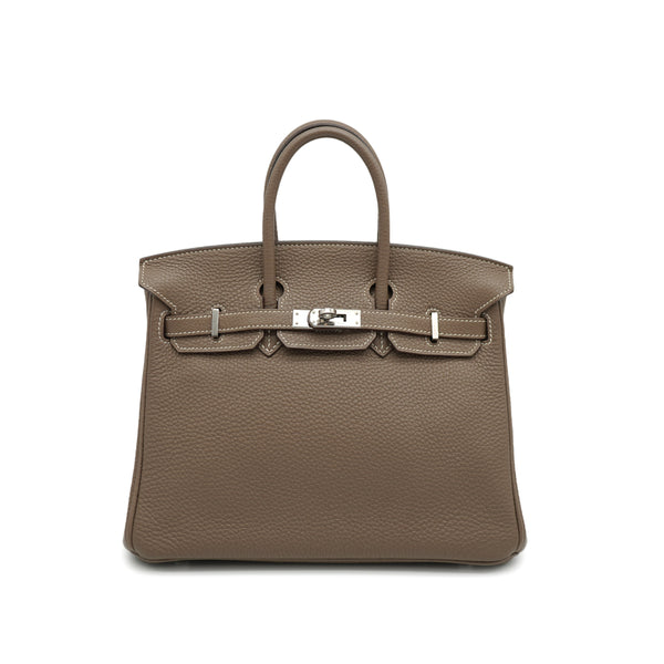 HERMES BIRKIN 25 ETOUPE TOGO HAND BAG 2010 SQUARE N PALLADIUM HARDWARE 90334865