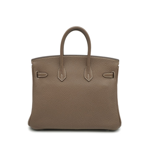 HERMES BIRKIN 25 ETOUPE TOGO HAND BAG 2010 SQUARE N PALLADIUM HARDWARE 90334865