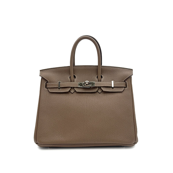 HERMES BIRKIN 25 ETOUPE TOGO HAND BAG 2011 SQUARE O PALLADIUM HARDWARE 90313583