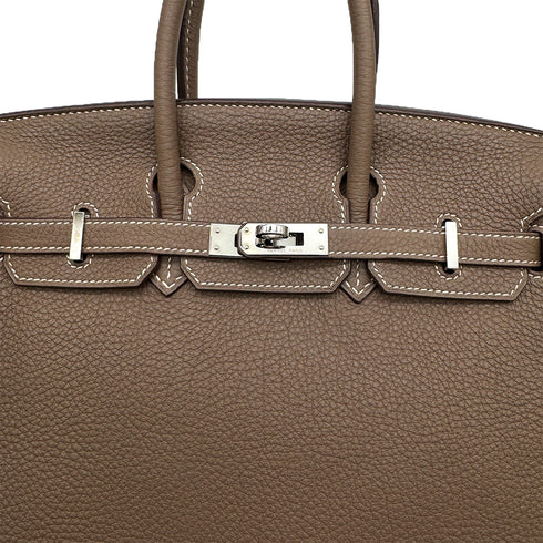 HERMES BIRKIN 25 ETOUPE TOGO HAND BAG 2011 SQUARE O PALLADIUM HARDWARE 90313583