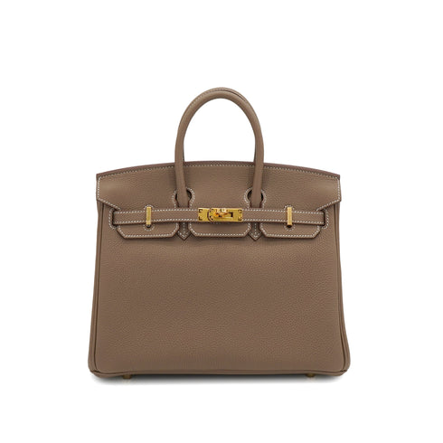 HERMES BIRKIN 25 ETOUPE TOGO HAND BAG 2026 G STAMP GOLD HARDWARE 90335831