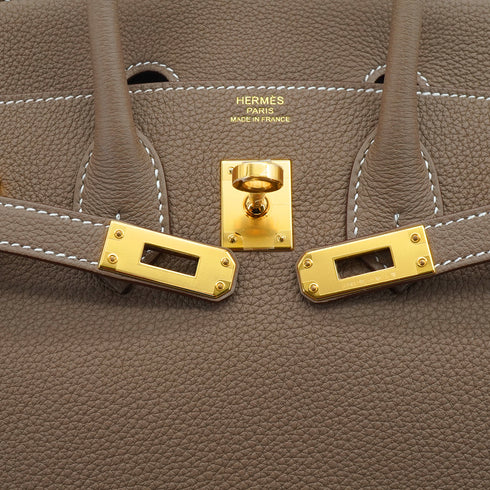 HERMES BIRKIN 25 ETOUPE TOGO HAND BAG 2026 G STAMP GOLD HARDWARE 90335831