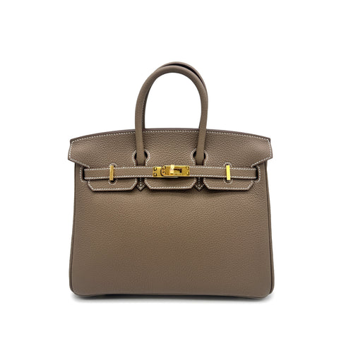 HERMES BIRKIN 25 ETOUPE TOGO HAND BAG 2026 G STAMP GOLD HARDWARE 90327183