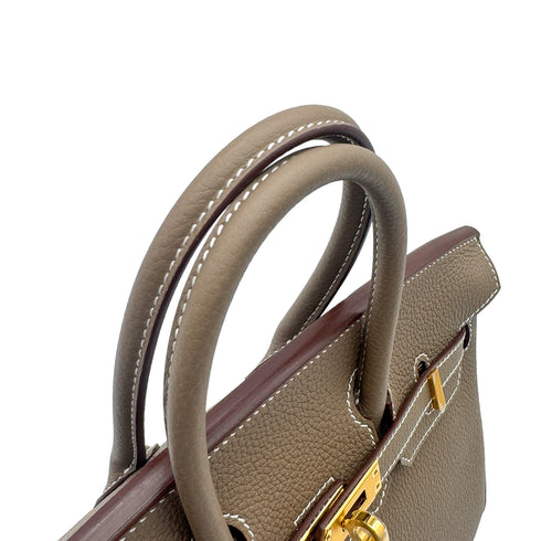HERMES BIRKIN 25 ETOUPE TOGO HAND BAG 2026 G STAMP GOLD HARDWARE 90327183