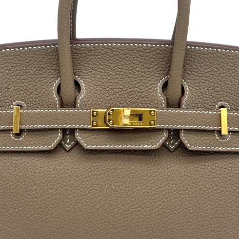 HERMES BIRKIN 25 ETOUPE TOGO HAND BAG 2026 G STAMP GOLD HARDWARE 90327183
