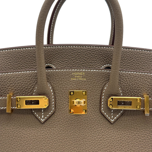 HERMES BIRKIN 25 ETOUPE TOGO HAND BAG 2026 G STAMP GOLD HARDWARE 90327183