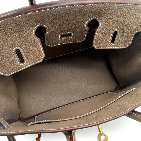 HERMES BIRKIN 25 ETOUPE TOGO HAND BAG 2026 G STAMP GOLD HARDWARE 90327183