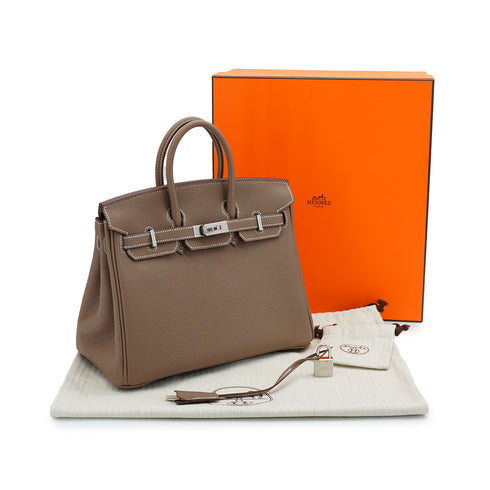 HERMES BIRKIN 25 ETOUPE TOGO HAND BAG 2026 G STAMP PALLADIUM HARDWARE 90327142