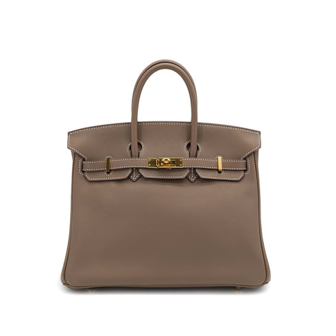 HERMES BIRKIN 25 ETOUPE VEAU SWIFT HAND BAG 2016 X STAMP GOLD HARDWARE 90318622