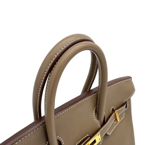 HERMES BIRKIN 25 ETOUPE VEAU SWIFT HAND BAG 2016 X STAMP GOLD HARDWARE 90318622