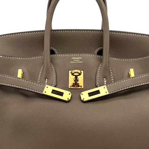 HERMES BIRKIN 25 ETOUPE VEAU SWIFT HAND BAG 2016 X STAMP GOLD HARDWARE 90318622