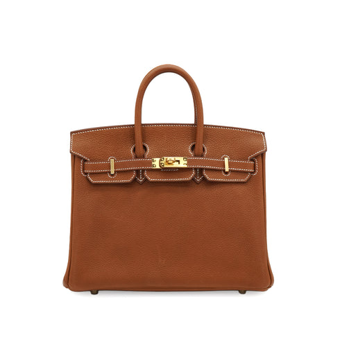 HERMES BIRKIN 25 FAUVE VEAU BARENIA HAND BAG 2026 G STAMP GOLD HARDWARE 90351067
