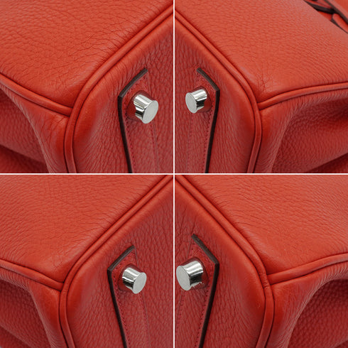 HERMES BIRKIN 25 GERANIUM TOGO HAND BAG 2012 SQUARE P PALLADIUM HARDWARE 90351087