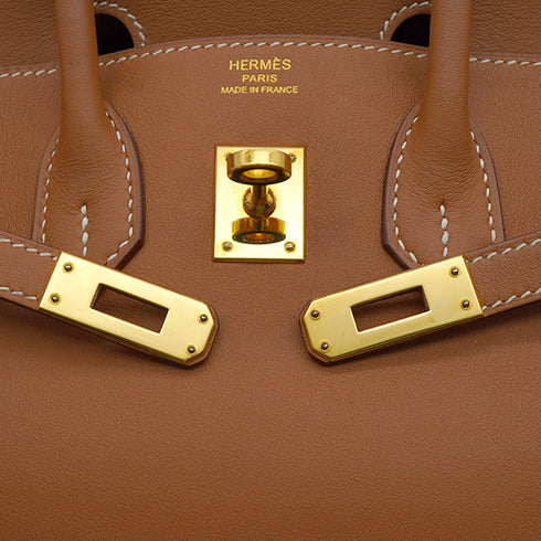 HERMES BIRKIN 25 GOLD SWIFT HAND BAG 2014 SQUARE R GOLD HARDWARE 90350600