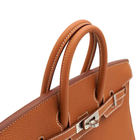 HERMES BIRKIN 25 GOLD TOGO HAND BAG 2025 K STAMP PALLADIUM HARDWARE 90335822