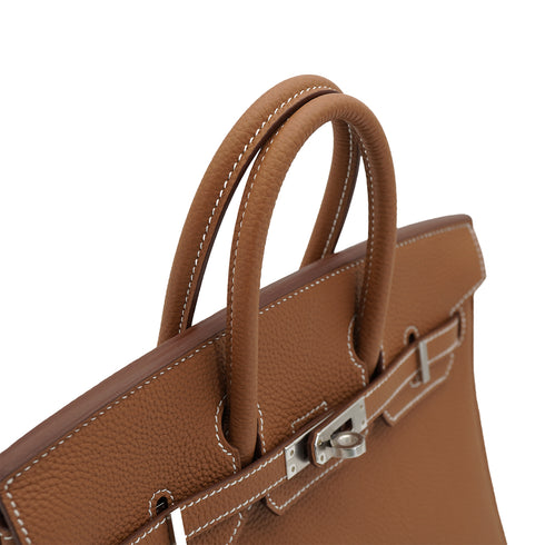 HERMES BIRKIN 25 GOLD TOGO HAND BAG 2025 K STAMP PALLADIUM HARDWARE 90335822