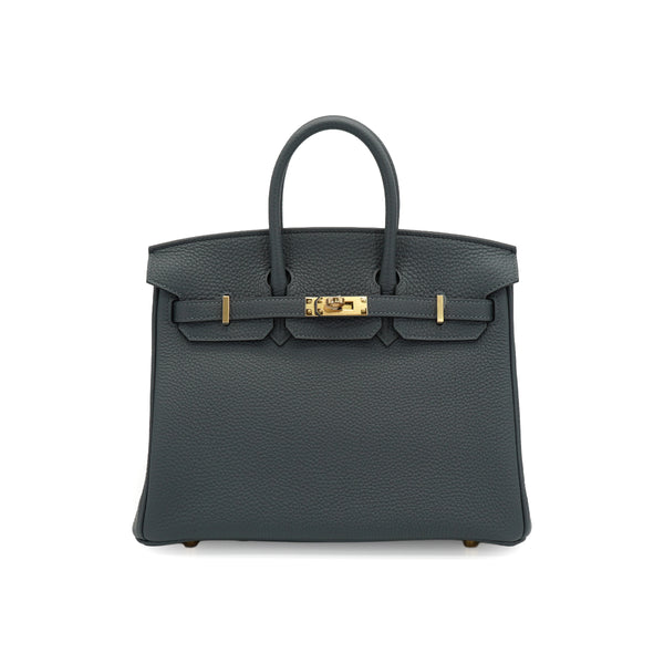 HERMES BIRKIN 25 GRIS MISTY TOGO HAND BAG 2024 W STAMP PERMABRASS GOLD HARDWARE 90335781